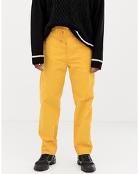 Collusion Straight Fit Cord Trousers In Yellow