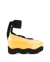 Yellow Chunky Leather Ballerina Shoes