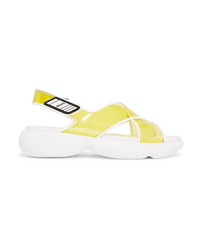 Yellow Chunky Leather Flat Sandals