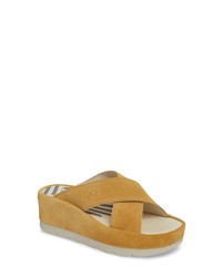 Yellow Chunky Suede Flat Sandals
