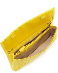 Nancy Gonzalez Soft Flap Crocodile Clutch Bag Yellow