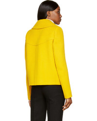 Carven Yellow Double Breasted Wool Coat