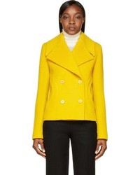Carven Yellow Double Breasted Wool Coat