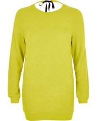 River Island Bright Yellow Tie Back Knit Sweater