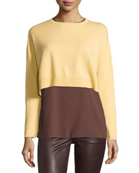Brunello Cucinelli Cashmere Long Sleeve Cropped Sweater Yellow