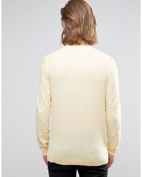 Asos Crew Neck Sweater In Lemon Cotton