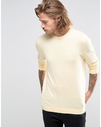 Asos Crew Neck Sweater In Lemon Cotton