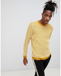 ASOS DESIGN Knitted Jumper With Textured Pattern In Mustard