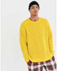 ASOS DESIGN Knitted Oversized Chenille Jumper In Yellow