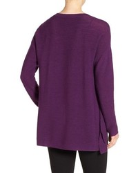 Eileen Fisher Merino Wool Ballet Neck Elliptical Hem Sweater