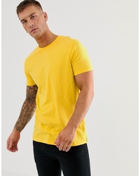 ASOS DESIGN Longline T Shirt With Crew Neck In Yellow