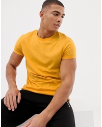ASOS DESIGN T Shirt With Crew Neck And Roll Sleeve In Yellow
