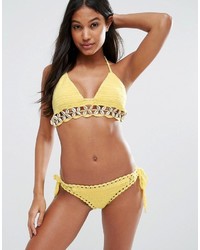South Beach Shell Trim Crochet Lemon Cheeky Bikini Bottom
