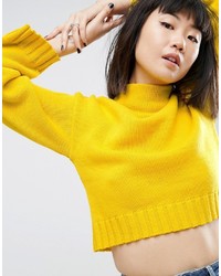Asos Chunky Sweater In Crop With High Neck