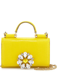 Dolce & Gabbana Iphone Crystal Flower Crossbody Bag Yellow