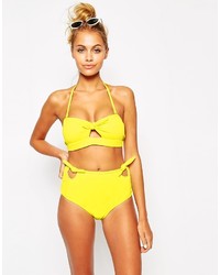 Motel Yellow Sun Cut Out Bow Bikini Top