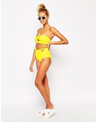 Motel Yellow Sun Cut Out Bow Bikini Top