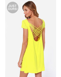 LuLu*s Lulus Double Crosser Bright Yellow Shift Dress