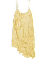 MARQUES ALMEIDA Marques Almeida Asymmetric Cutout Crinkled Satin Mini Dress Yellow