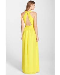 Adrianna Papell Hailey By Ruched Cutout Chiffon Gown