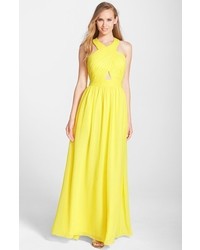 Adrianna Papell Hailey By Ruched Cutout Chiffon Gown