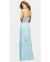 Faviana Iridescent Jeweled Cut Out Prom Dress
