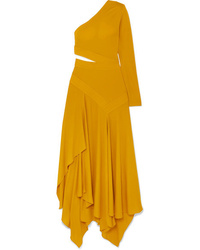 Givenchy One Shoulder Asymmetric Cutout Crepe Gown
