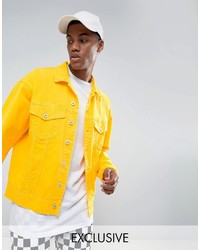 Granted Oversized Denim Jacket In Yellow Overdye