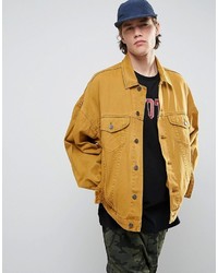 Asos Oversized Denim Jacket In Vintage Yellow