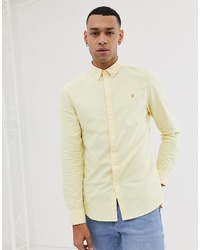 Farah Brewer Slim Fit Oxford Shirt In Yellow