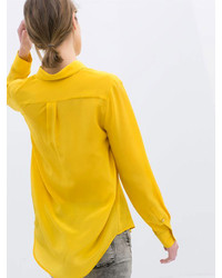 Choies Yellow Chiffon Shirt
