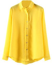 Choies Yellow Chiffon Shirt