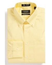 Nordstrom Smartcare Wrinkle Free Traditional Fit Pinpoint Dress Shirt Yellow Lemon 185 37