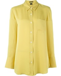 Women's Yellow Dress Shirt, White Skinny Pants, Grey Snake Leather Flat ...