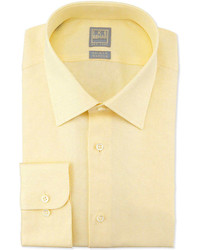 Ike Behar Tonal Textured Grid Check Dress Shirt Yellow
