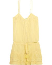 Melissa Odabash Karen Lace Trimmed Cotton Mini Dress Yellow