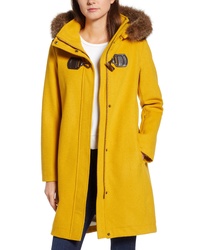 Pendleton St Marie Wool Hooded Coat With Genuine Raccoon