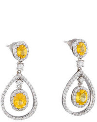 234ctw Yellow Sapphire Diamond Chandelier Earrings