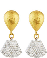 Gurhan 24k Two Tone Pave Diamond Drop Earrings