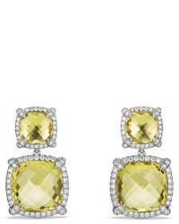 David Yurman Chatelaine Double Drop Earrings With Lemon Citrine And Diamonds