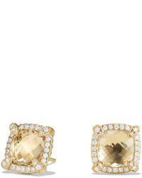 David Yurman Chtelaine 8mm Champagne Citrine Diamond Earrings