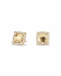 David Yurman Chtelaine 8mm Champagne Citrine Diamond Earrings