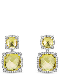 David Yurman Chtelaine Double Drop Earrings With Diamonds