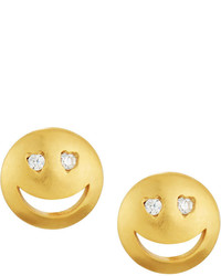 Tai Cz Heart Eye Emoji Stud Earrings