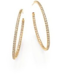Roberto Coin Diamond 18k Gold Inside Outside Hoop Earrings135