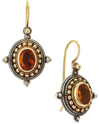 Konstantino Etched Oval Citrine Drop Earrings