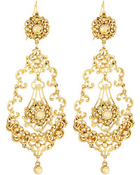 Jose & Maria Barrera Golden Filigree Crystal Teardrop Earrings