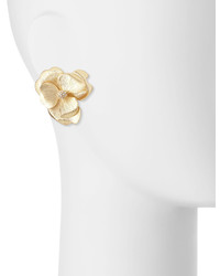 Kenneth Jay Lane Golden Statet Flower Clip Earrings