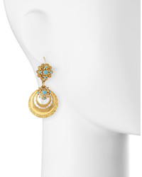 Jose & Maria Barrera Golden Turquoise Crystal Double Drop Earrings
