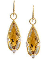 Jude Frances Judefrances Jewelry Champagne Citrine Diamond Teardrop Earrings